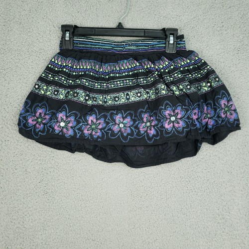 Justice Skort Youth Girls Size 14 Black Floral Print Mini Cotton w/ Short Lining - Picture 2 of 12