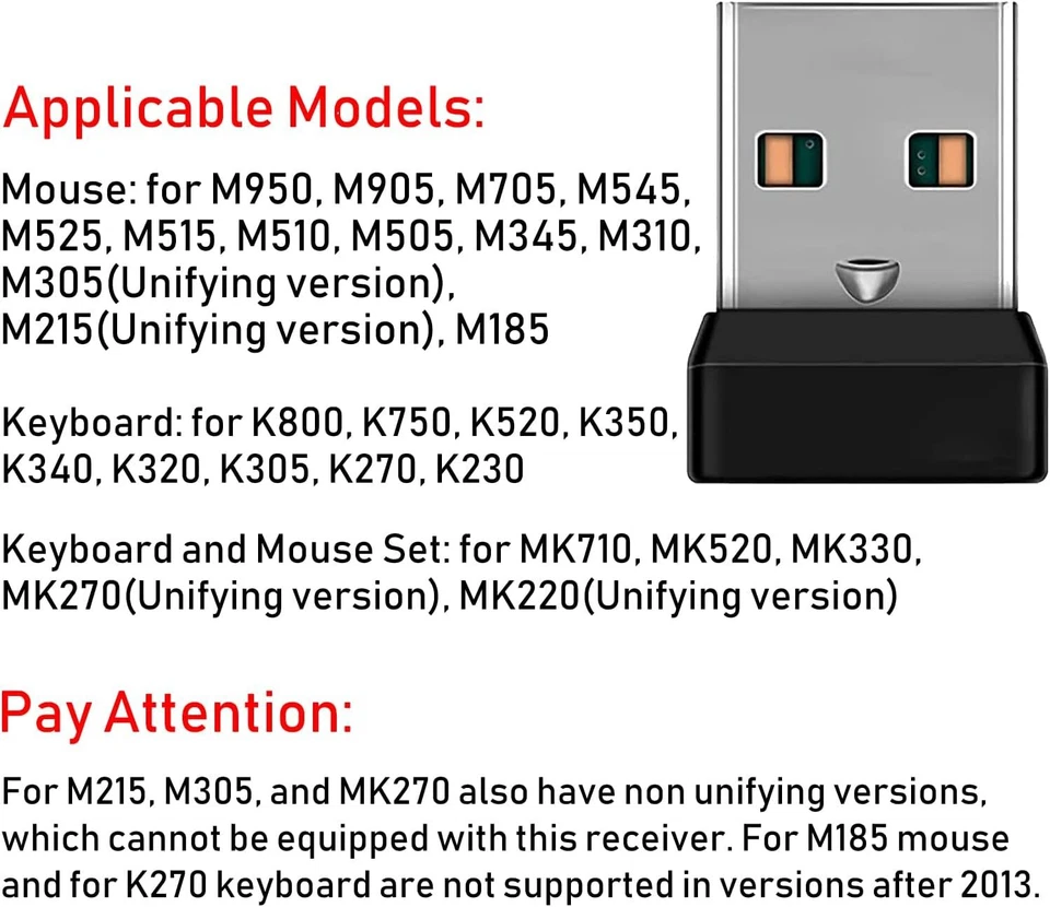 Logitech Receiver UNIFYING for mouse and keyboard M510 M325 M705 K410 and more - Image 3 of 4