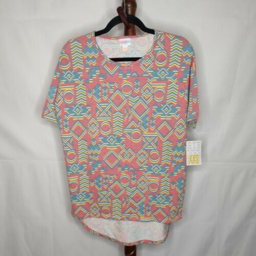 LuLaRoe Irma women's XXS multicolor geometric print round neck short sleeves NWT