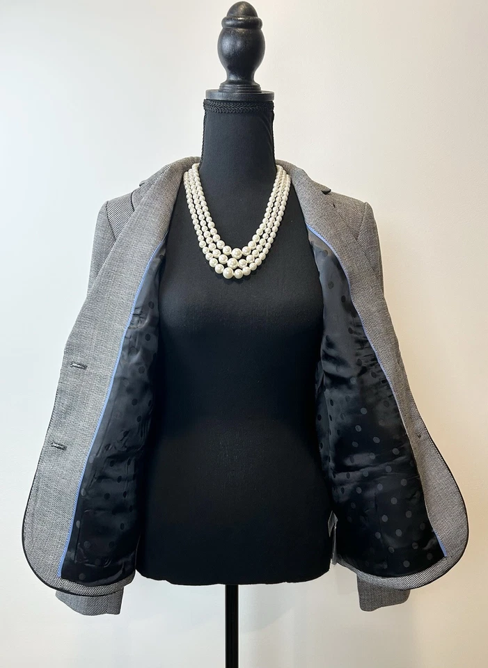 CHAQUETA DE TRAJE Blazer NUEVO SIN ETIQUETAS-Talla 8-TALBOTS-Westport-Texturada-Negro-Blanco-$199 Foto 4 de 4