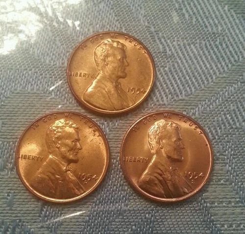 1954-P 1954-D 1954-S LINCOLN WHEAT PENNY CENT SET - CHOICE/GEM BU!!!