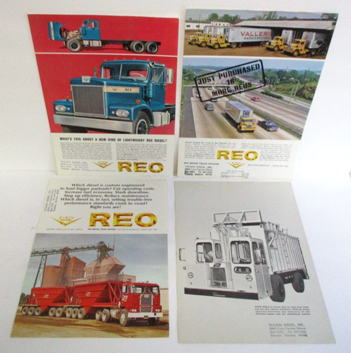 1965 & 1966 Lot of 4 REO Truck Ad Promotional Sales Sheets, Tucson, AZ Stamped