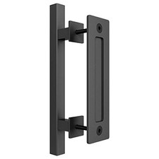 Heavy Duty 12" Pull and Flush Barn Door Handle Set, Large Rustic Two-Side