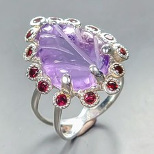 Handmade Natural Amethyst Ring 925 Sterling Silver Size 7 /R452751