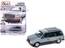1987 PLYMOUTH VOYAGER VAN ICE BLUE 1/64 DIECAST BY AUTO WORLD 64512-AWSP197 A