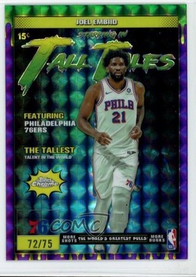 2025 Topps Chrome Tall Tales Purple Geometric Refractor 72/75 Joel Embiid 1s2h