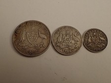 AUSTRALIA 1916 M 3 Pence  6 Pence SHILLING SILVER 92.5%  George V 3 coins lot
