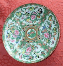 ANTIQUE CHINESE Plate ROSE MEDALLION Birds & Butterflies