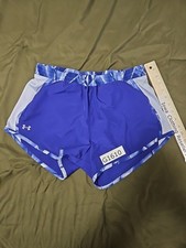 Under Armour Heatgear Women  s Medium Blue White Lined Shorts