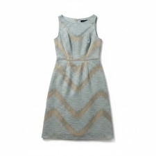 Adrianna Papell Fit Flare Dress Womens 2 Blue Beaded Organza Party