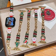 Christmas Pearl Watch Band Wrist Strap For Apple Watch Ultra 3 2 11 10 9 8 7 6