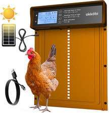 Okkobi Automatic Chicken Coop Door Solar Powered - LCD Display - Chicken Coop Do