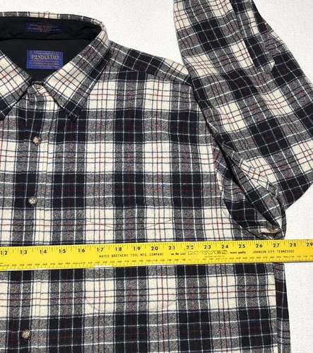 PENDLETON Men’s XL 100% Virgin Wool Shirt Plaid Button Down Tartan Macrae - Picture 9 of 11