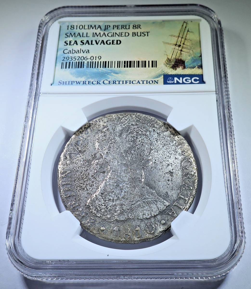 美品　高鑑定　NGC-63BN 　五厘　大正7（1918）　青銅貨 NGC Cabalva Shipwreck 1810 Imagined Bust Peru 8 Reales Spanish