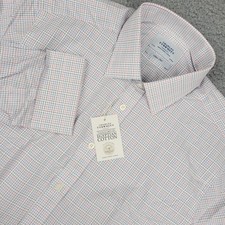 Charles Tyrwhitt Mens Shirt 17/37 Slim Fit Egyptian Cotton Checkered French Cuff