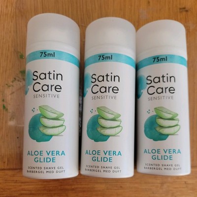 3x Gillette Satin Care Rasiergel mit Aloe Vera für empfindliche Haut je 75ml 