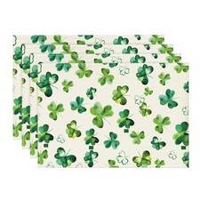 Lucky Shamrock St. Patrick's Day Placemats for Dining Table, 12 x 18 Inch Seaso