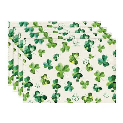 Lucky Shamrock St. Patrick's Day Placemats for Dining Table, 12 x 18 Inch Seaso 