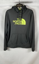 The North Face Men's Gray Neon Green Logo Pullover Hoodie Sweatshirt Size M