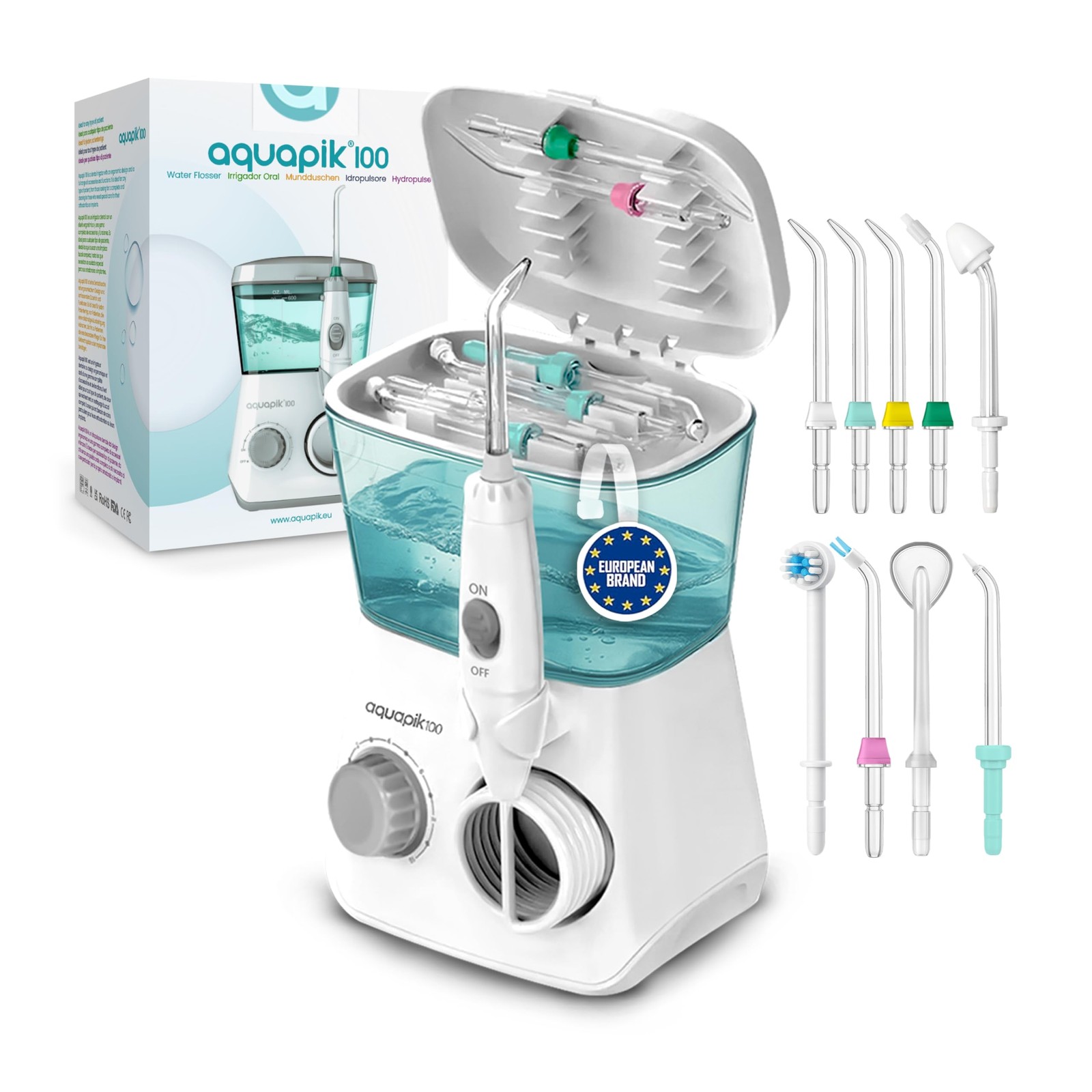 Aquapik 100 Idropulsore dentale professionale Water Flosser con 9 Ugelli