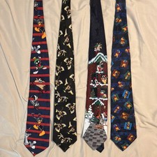 Vintage Novelty Tie Lot Cartoon Character Bugs Bunny Pooh Polyester 4pc