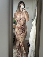Murci mesh halterneck cut out snake print maxi dress UK 14 BNWT