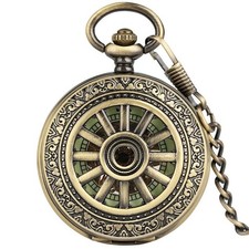 1 PC Mens Luxury Vintage Mechanical Alloy Skeleton Roman Numeral Pocket Watch