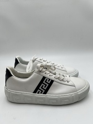 Women s Versace Greca low-top leather sneakers in white/black Size 39