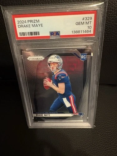 2024 Panini Prizm Drake Maye Rookie #329 Base PSA 10 New England Patriots