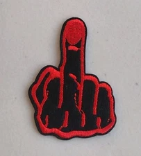 Red Hand Middle Finger Punk Rock Hip Hop Embroidered Iron-on Patch