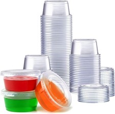 2 oz Jello Shot Cups with Lids 100 Count Clear Plastic Portion Containers,