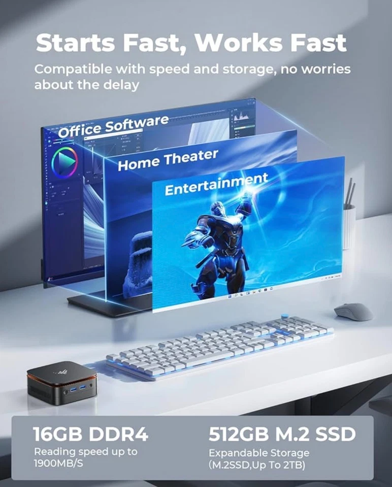 Essenx E1 Mini PC W-11 Pro,Ιntel Alder Lake-Ν95 Βeats N5095/N5105, Up to 3.4GHz - Image 2 of 4