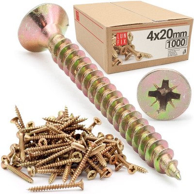 Universalschraube 4,0x20 mm ~1000 Stk. Senkkopf PZ2 gelbverzinkt