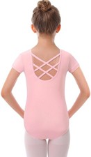 Girls Toddler Dance Leotards for Ballet Gymnastic Short Sleeve Outfit with Cr...