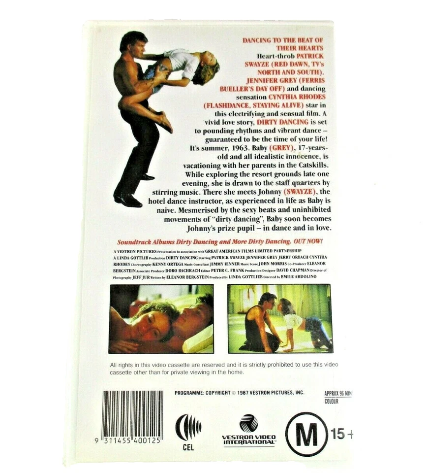 Dirty Dancing VHS M15+ PAL 1987 Vestron Pictures Starring Patrick Swayze Tested - Image 3 of 4