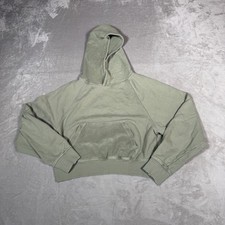 Aerie Hoodie Womens Small Green Cotton Blend Casual Cropped Pullover Sweatshirt