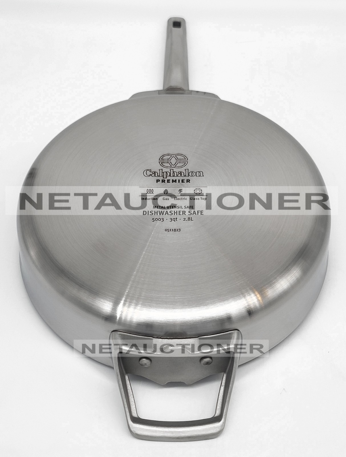 New CALPHALON Premier Space Saving 3 Layer Stainless Steel 3Qt Sauté Pan