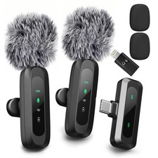 New Wireless Lavalier Microphone for iPhone, iPad, USB-C, 2 PCS Tiny Lapel Mi...