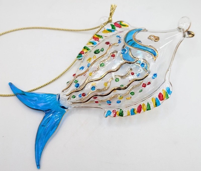 Vintage Hand Blown Art Glass Fish Hanging Ornament