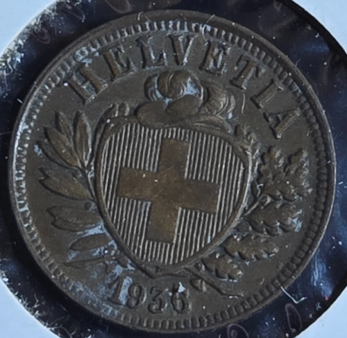 1936-B Switzerland 2 Rappen Lot#E5377 High Grade! Beautiful! - 第 2/2 張圖片