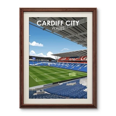 Cardiff City Poster, Cardiff City Stadium Print, Cardiff Football Print, A4