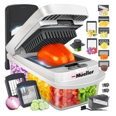 Compact Manual Vegetable Chopper & Slicer - 8 Blades for Fast Meal Preparation