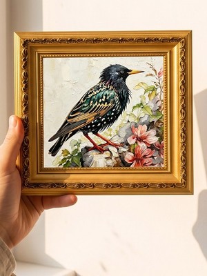 Star Vogel Blumen Stein Ölgemälde individuell Original Ölgemälde vom Foto