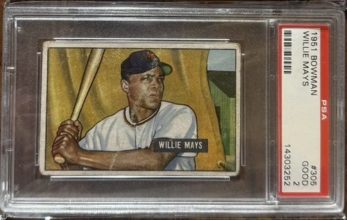 1951 Bowman 305 Willie Mays PSA 2 CENTERED ROOKIE