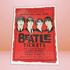 The Beatles 1966 Ticket Giveaway Promotional Flyer San Jose, California 