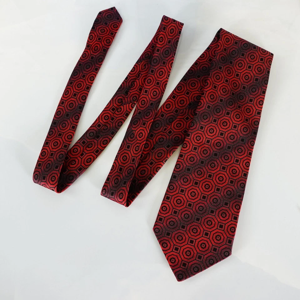 Corbata de cuello TODAYS MAN para hombre roja seda diseñador traje brillante medallón tejido Foto 3 de 4