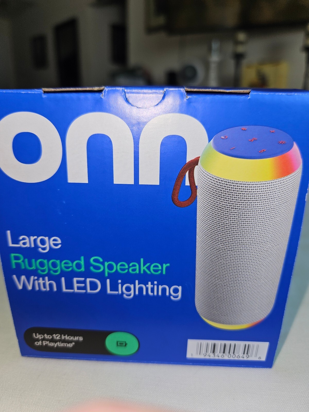 onn Large Rugged Bluetooth Speaker with LED Lighting and 12 Hours ...