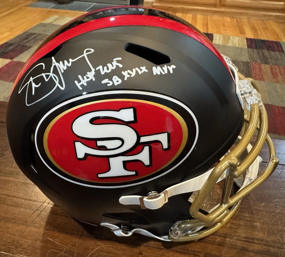 Casco Steve Young Autografiado SF 49ers Rivalry Tamaño Completo Salón 05 SB MVP Radtke Foto 2 de 4