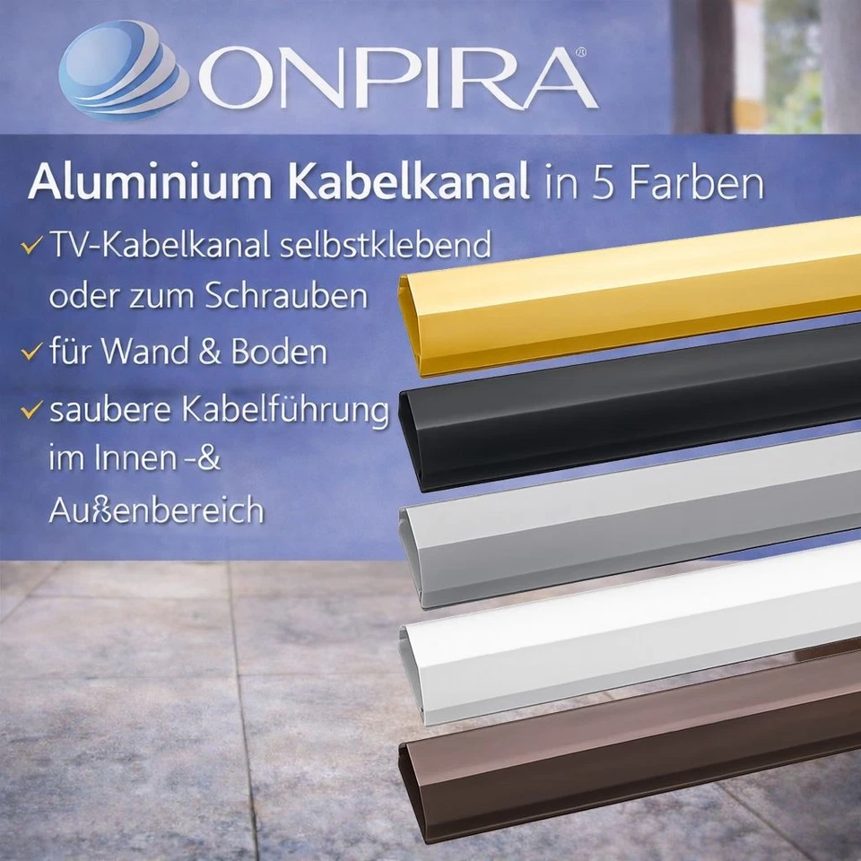Aluminium Kabelkanal Kabelabdeckung Design Abdeckung Alu Kabel LED TV - Bild 4 von 4