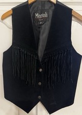 Mariah Suede Fringe Vest Western Cowboy Festival Black Vest Size S